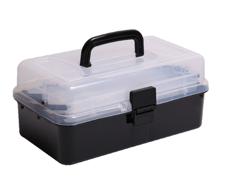 1PC Transparent & Green PP Fishing Gear Storage Bag Toolbox 26*13*12 cm