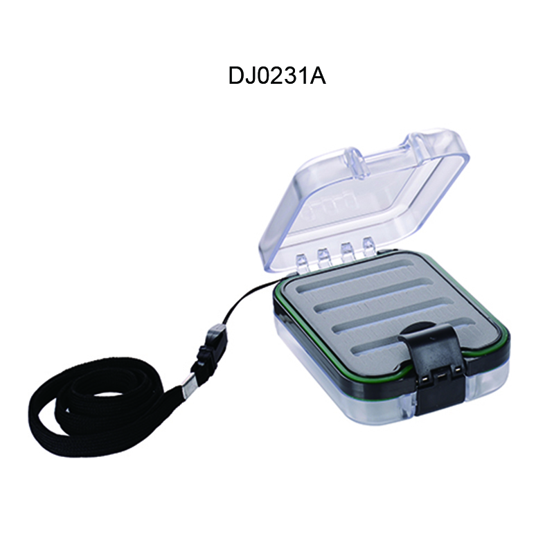 1PC Transparent&Blue+Black Two-Sided Waterproof ABS Fly Fishing Box 9.8*7.3*3.6cm